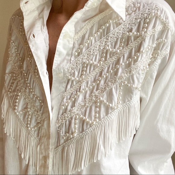 Vintage cotton fringe shirt - Picture 3 of 8
